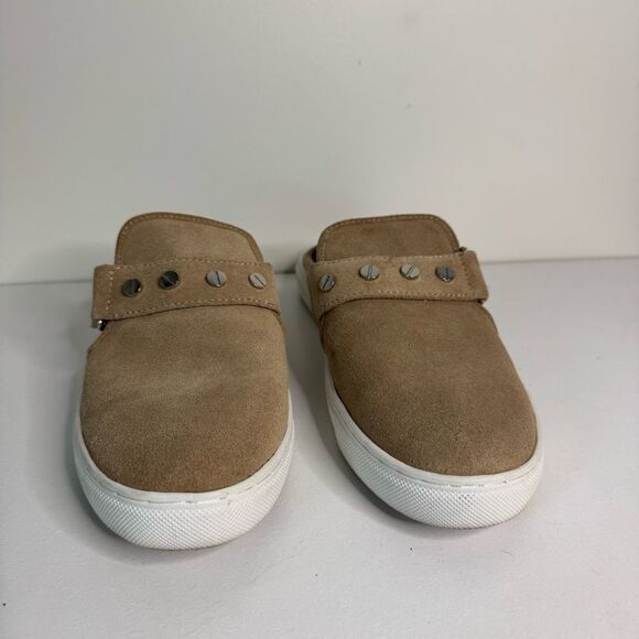 Rebecca Minkoff Tan Suede Mules with Silver Stud Accents | Size 8 - Picture 4 of 8